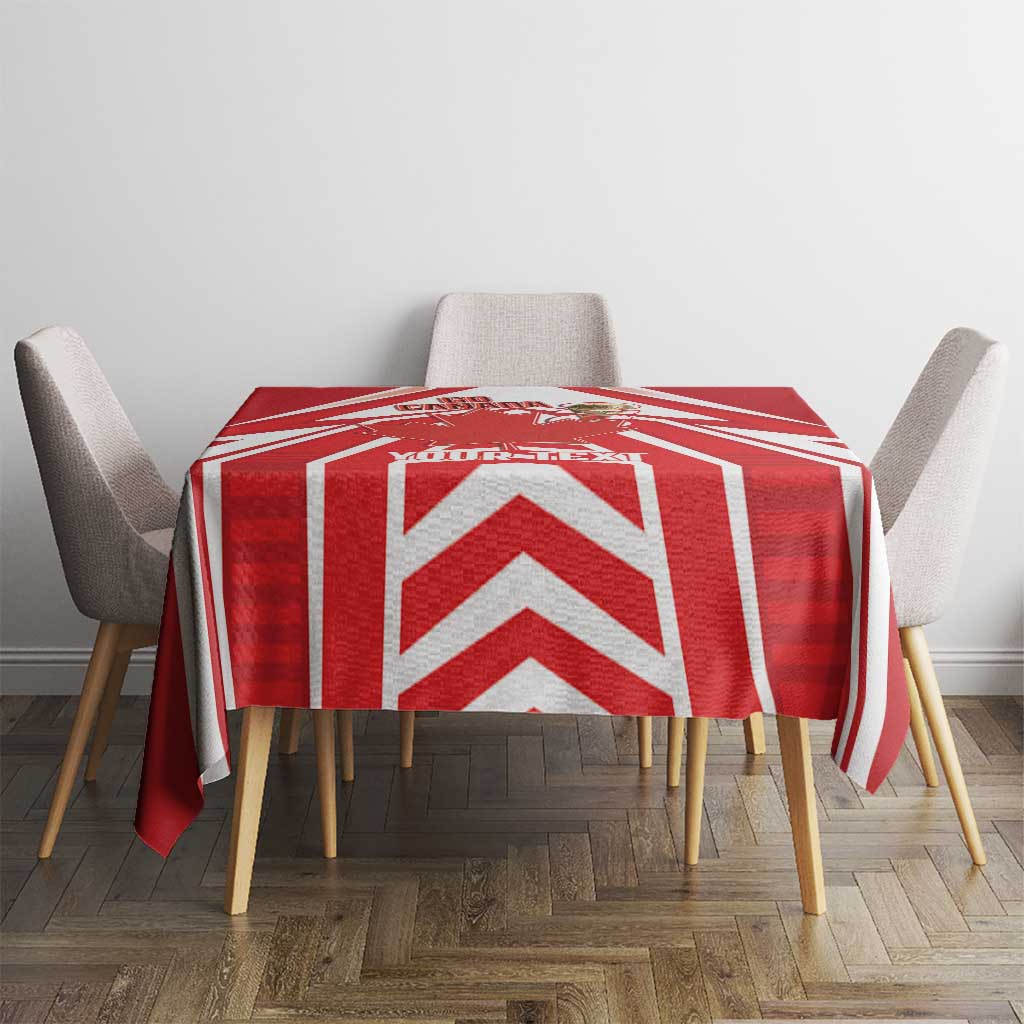 Canada 2026 Soccer Custom Tablecloth Les Rouges Go Champions