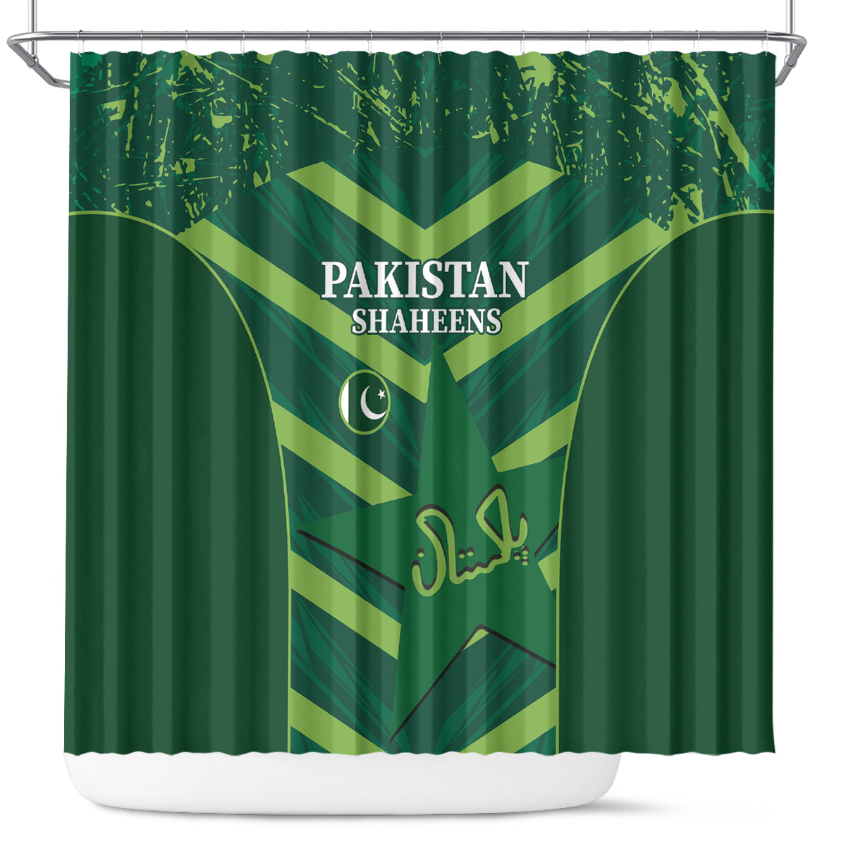 Custom Pakistan Cricket Shower Curtain 2024 World Cup Go Shaheens