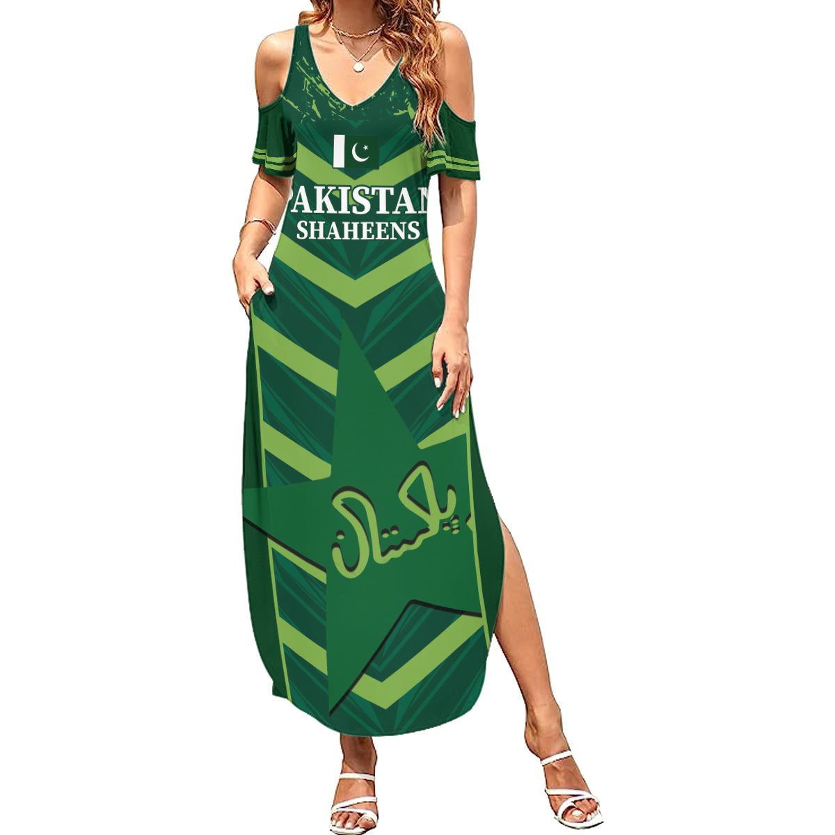 Custom Pakistan Cricket Summer Maxi Dress 2024 World Cup Go Shaheens