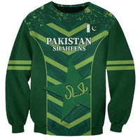 Unisex green sweatshirt with Pakistan Shaheens graphic and flag emblem on front
