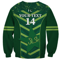 Unisex green sweatshirt with Your Text 14 and star graphic on front