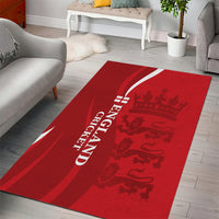 Red England cricket area rug with white curved banner and crest