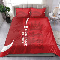 Red England cricket bedding set with 2 matching pillowcases and printed logo on duvet
