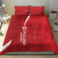 Red England cricket bedding set with 2 pillowcases and duvet featuring flag stripe graphic