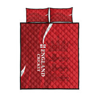Red quilt duvet cover with white England Cricket logo and two matching pillow covers