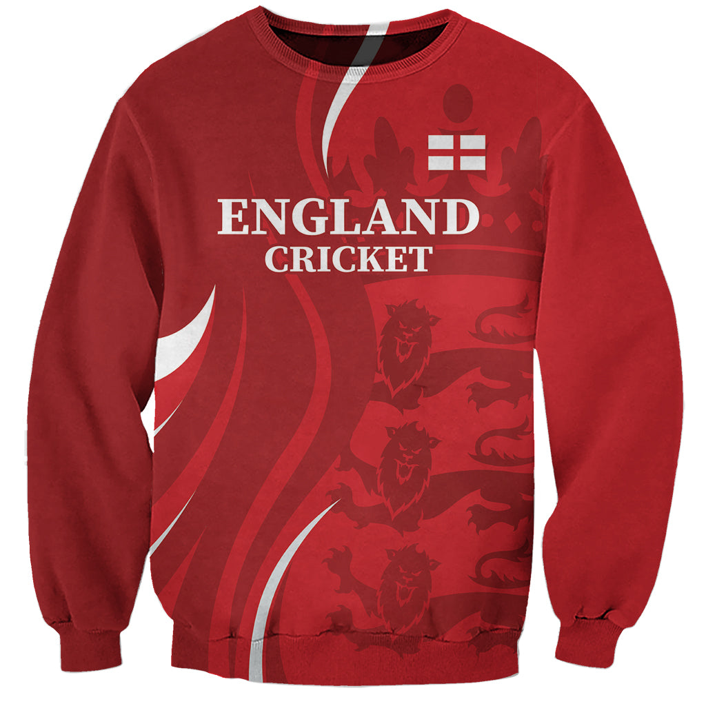 Red England Cricket sweatshirt with front graphic and logo, long sleeves