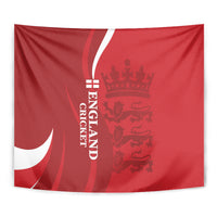 Red England cricket tapestry with white crescent graphic and ENGLAND text