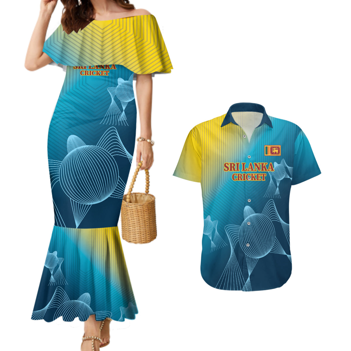 Custom Sri Lanka Cricket Couples Matching Mermaid Dress and Hawaiian Shirt 2024 World Cup Go The Lions - Wonder Print Shop