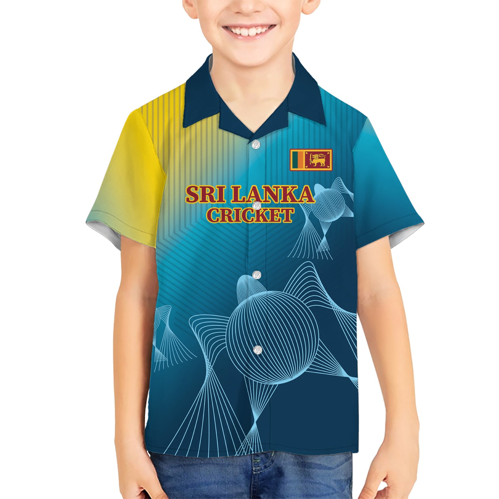 Custom Sri Lanka Cricket Kid Hawaiian Shirt 2024 World Cup Go The Lions - Wonder Print Shop