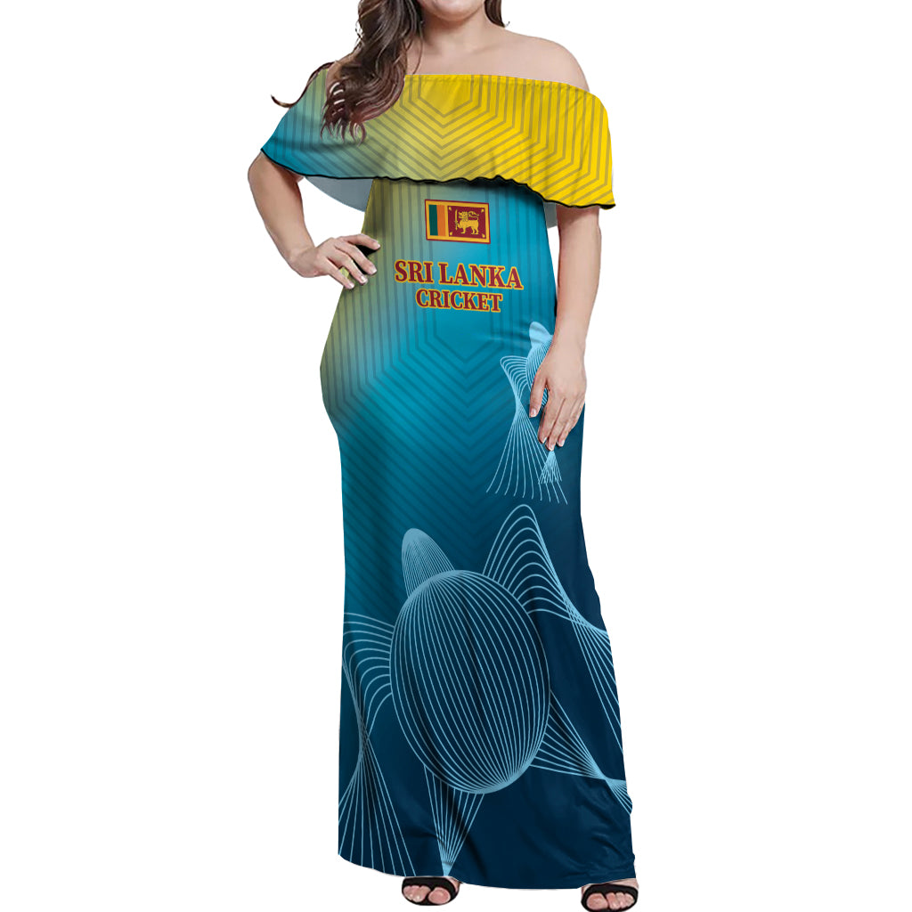 Custom Sri Lanka Cricket Off Shoulder Maxi Dress 2024 World Cup Go The Lions - Wonder Print Shop