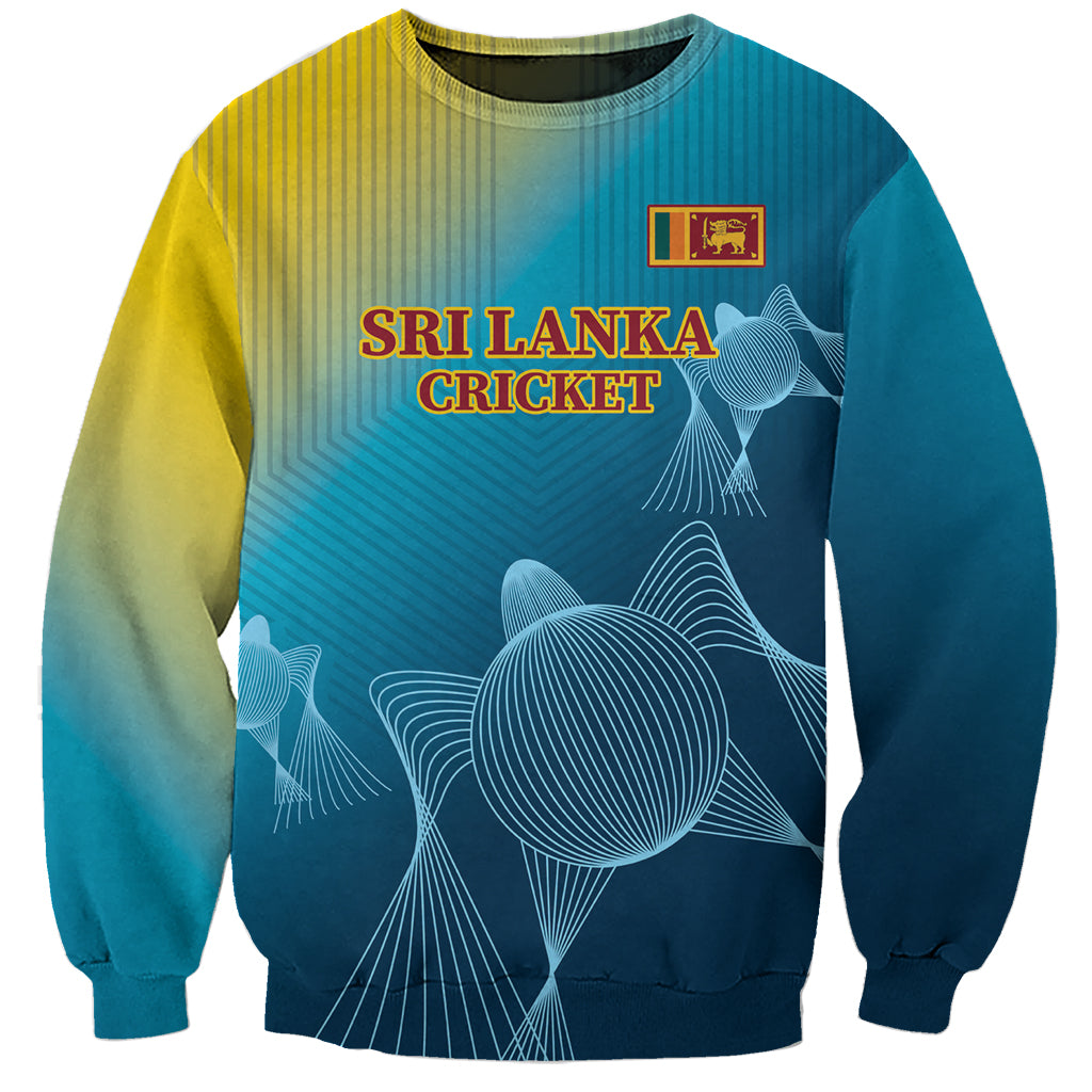 Blue crewneck sweatshirt with Sri Lanka Cricket front graphic and lion crest