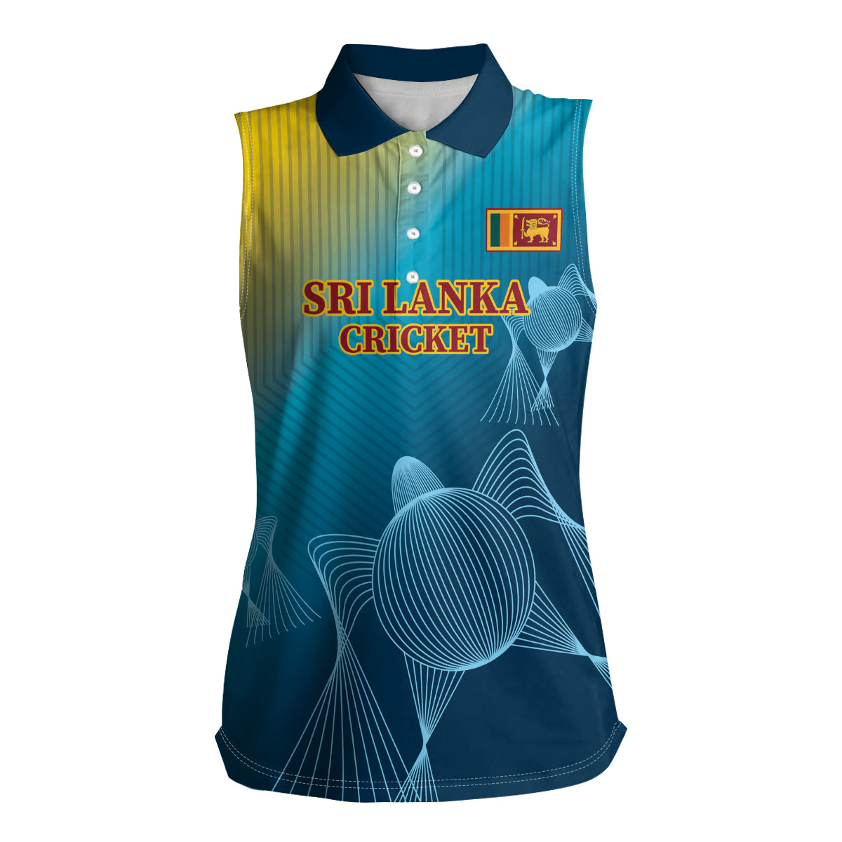 Custom Sri Lanka Cricket Women Sleeveless Polo Shirt 2024 World Cup Go The Lions