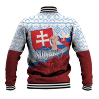 Slovakia Independence Day Baseball Jacket Slovak Map With Rosa Slavic Pattern