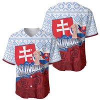 Slovakia Independence Day Baseball Jersey Slovak Map With Rosa Slavic Pattern