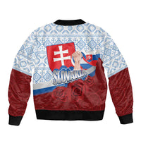Slovakia Independence Day Bomber Jacket Slovak Map With Rosa Slavic Pattern