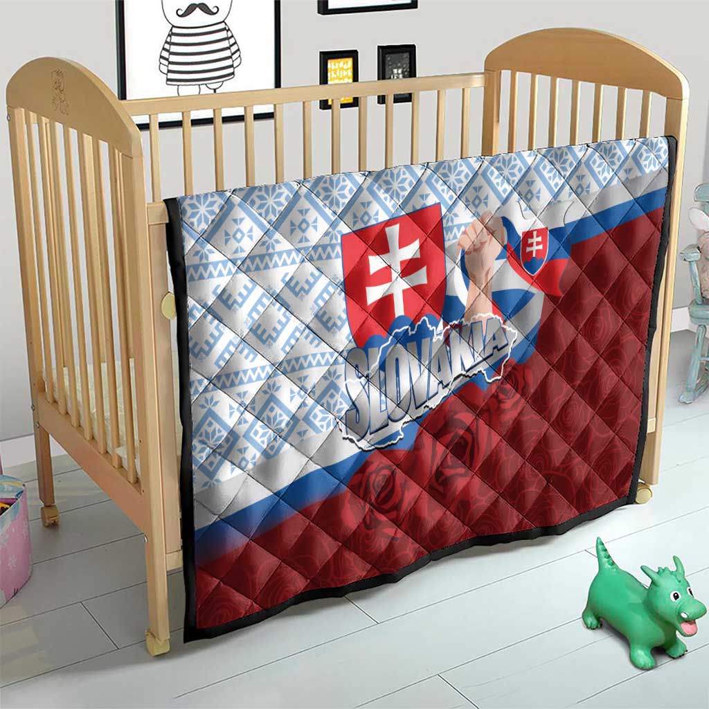 Slovakia Independence Day Quilt Slovak Map With Rosa Slavic Pattern