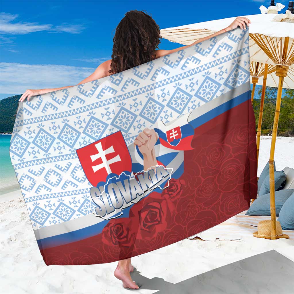 Slovakia Independence Day Sarong Slovak Map With Rosa Slavic Pattern