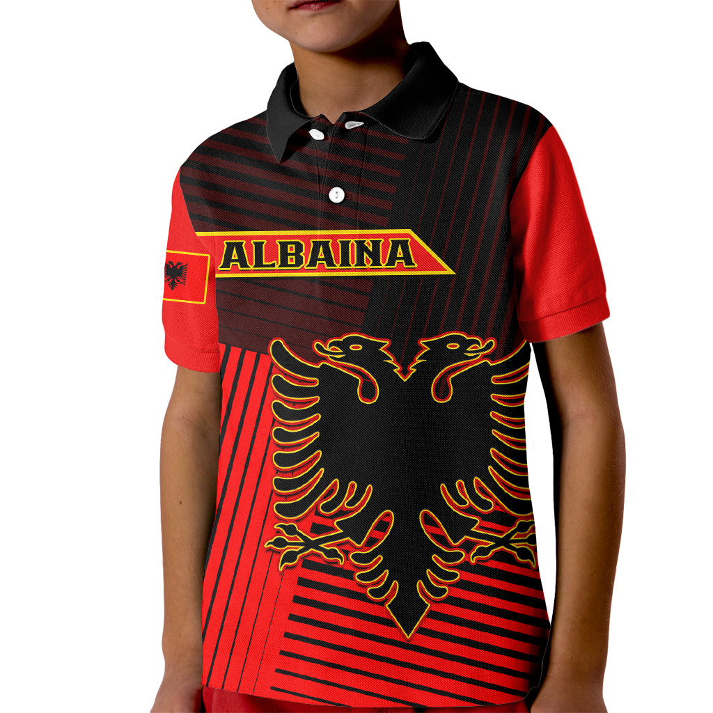 Albania Kid Polo Shirt Coat Of Arms Dynamic Style - Wonder Print Shop