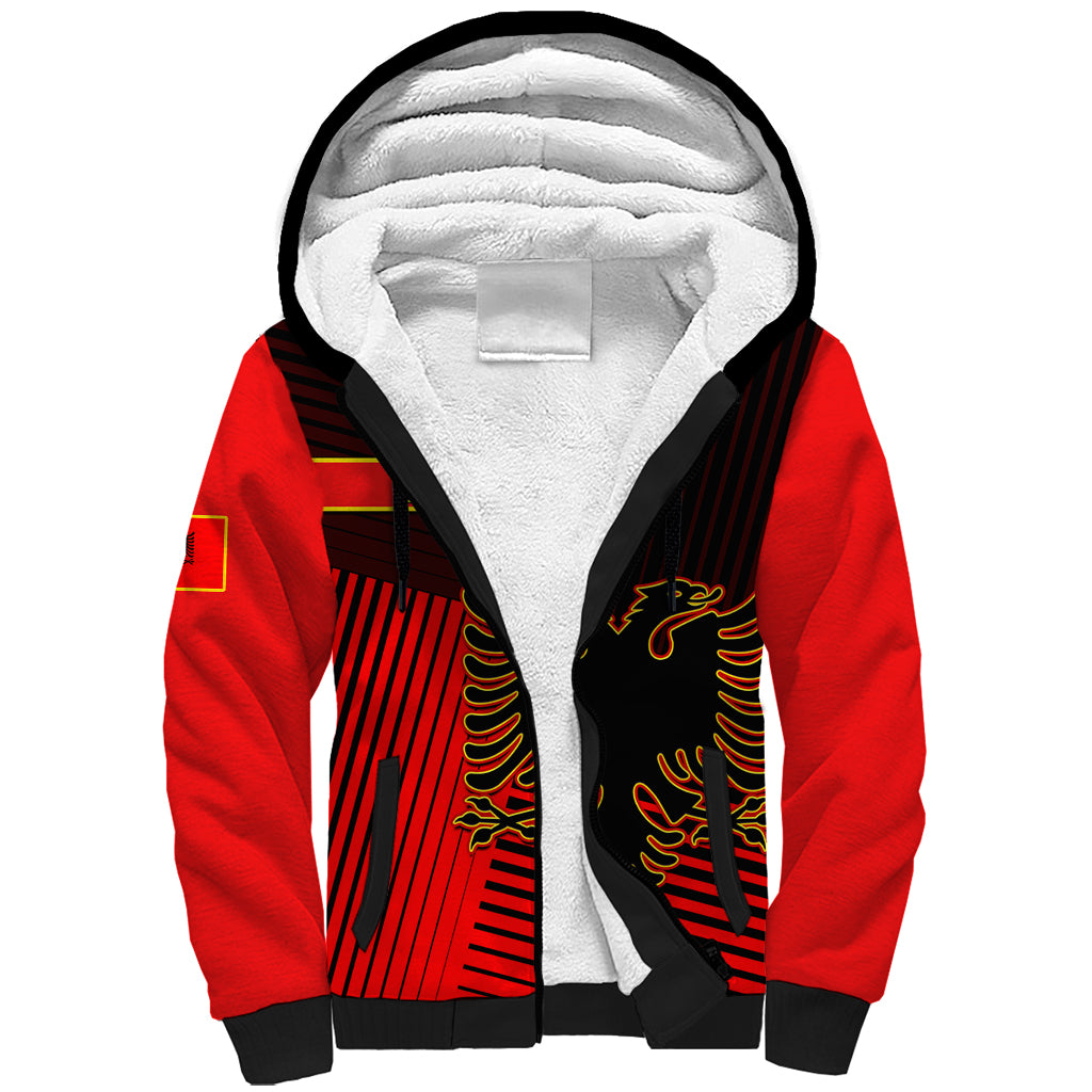 Albania Sherpa Hoodie Coat Of Arms Dynamic Style - Wonder Print Shop