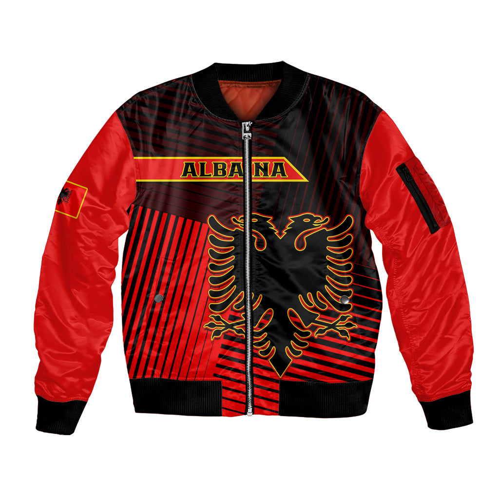 Albania Sleeve Zip Bomber Jacket Coat Of Arms Dynamic Style - Wonder Print Shop