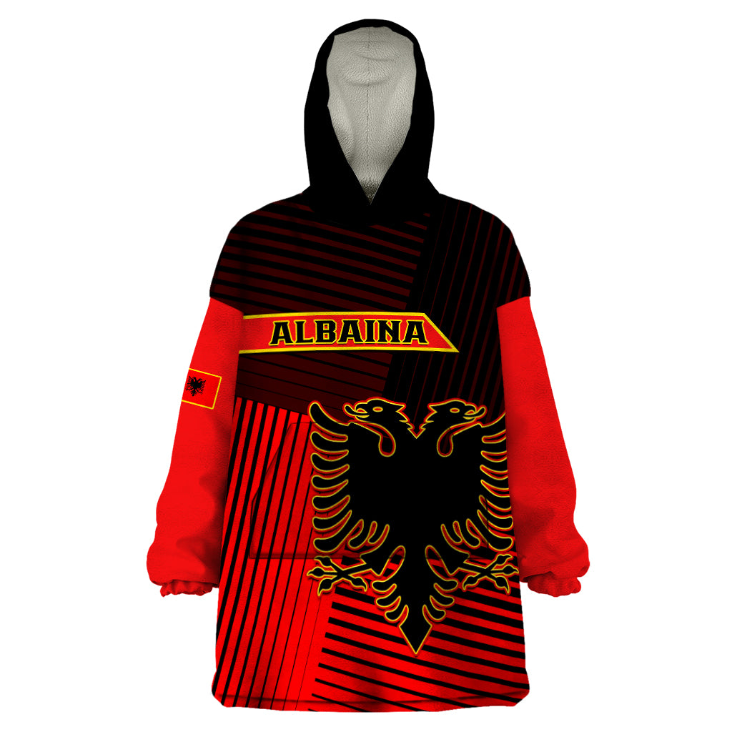 Albania Wearable Blanket Hoodie Coat Of Arms Dynamic Style - Wonder Print Shop