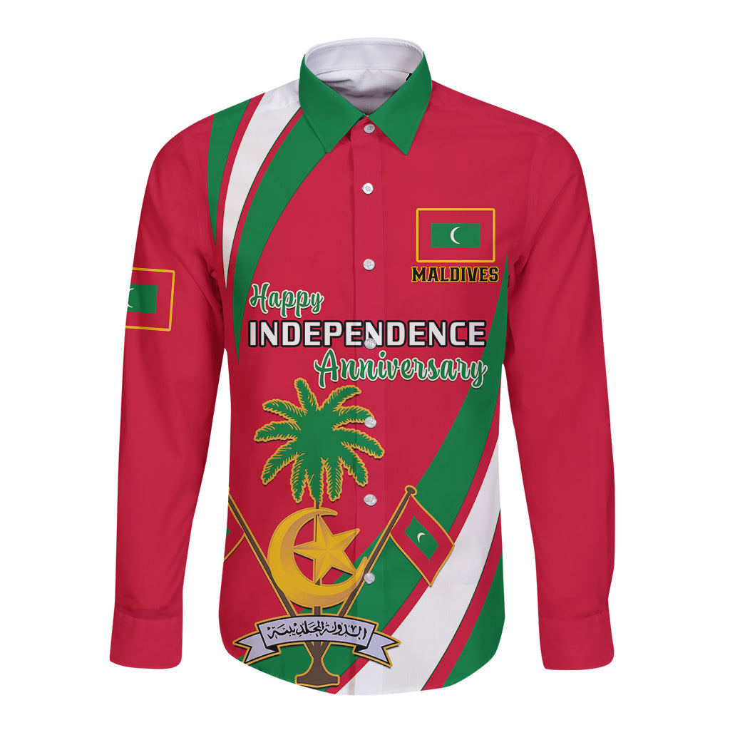 Maldives Independence Day Long Sleeve Button Shirt Happy 58th Anniversary - Wonder Print Shop