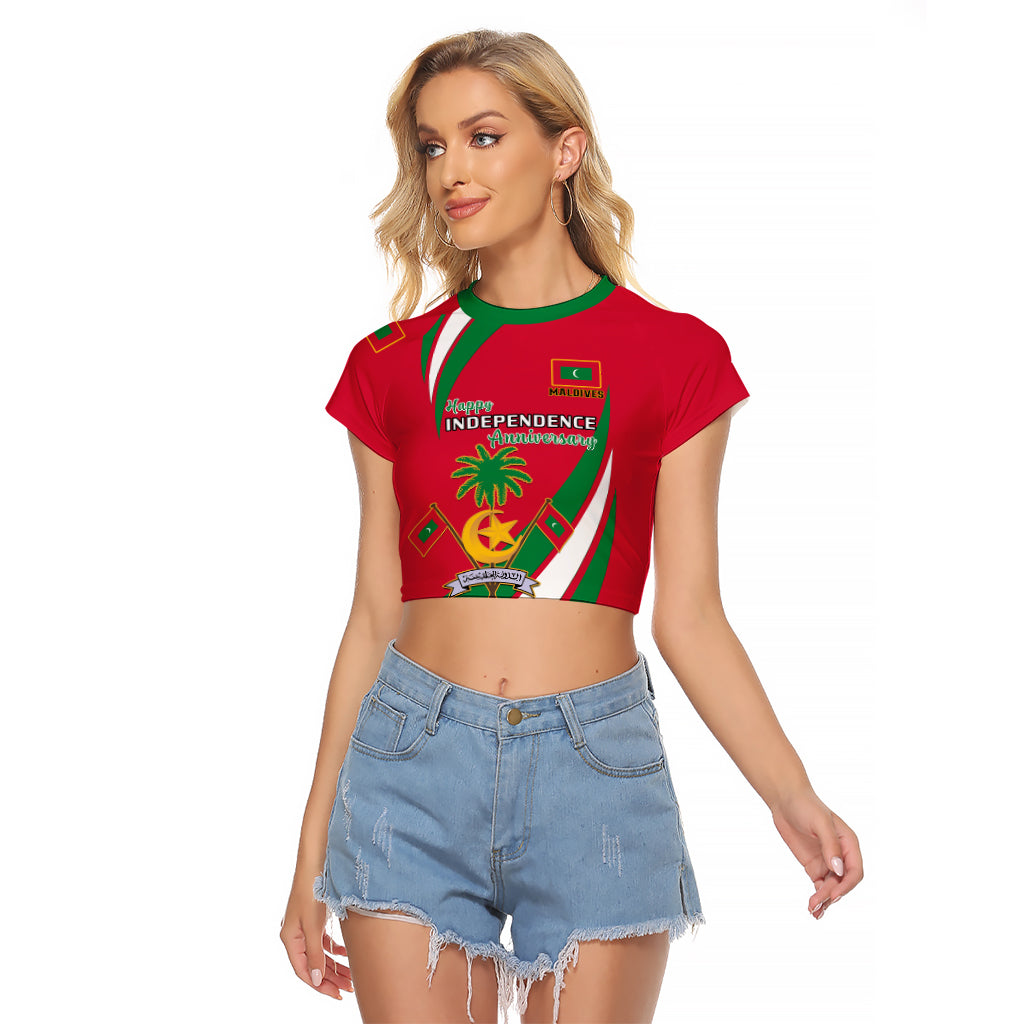 Personalised Maldives Independence Day Raglan Cropped T Shirt Happy 58th Anniversary - Wonder Print Shop