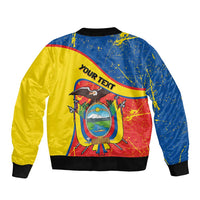 Personalized Ecuador Independence Day Bomber Jacket Coat Of Arms Grunge Style - Wonder Print Shop