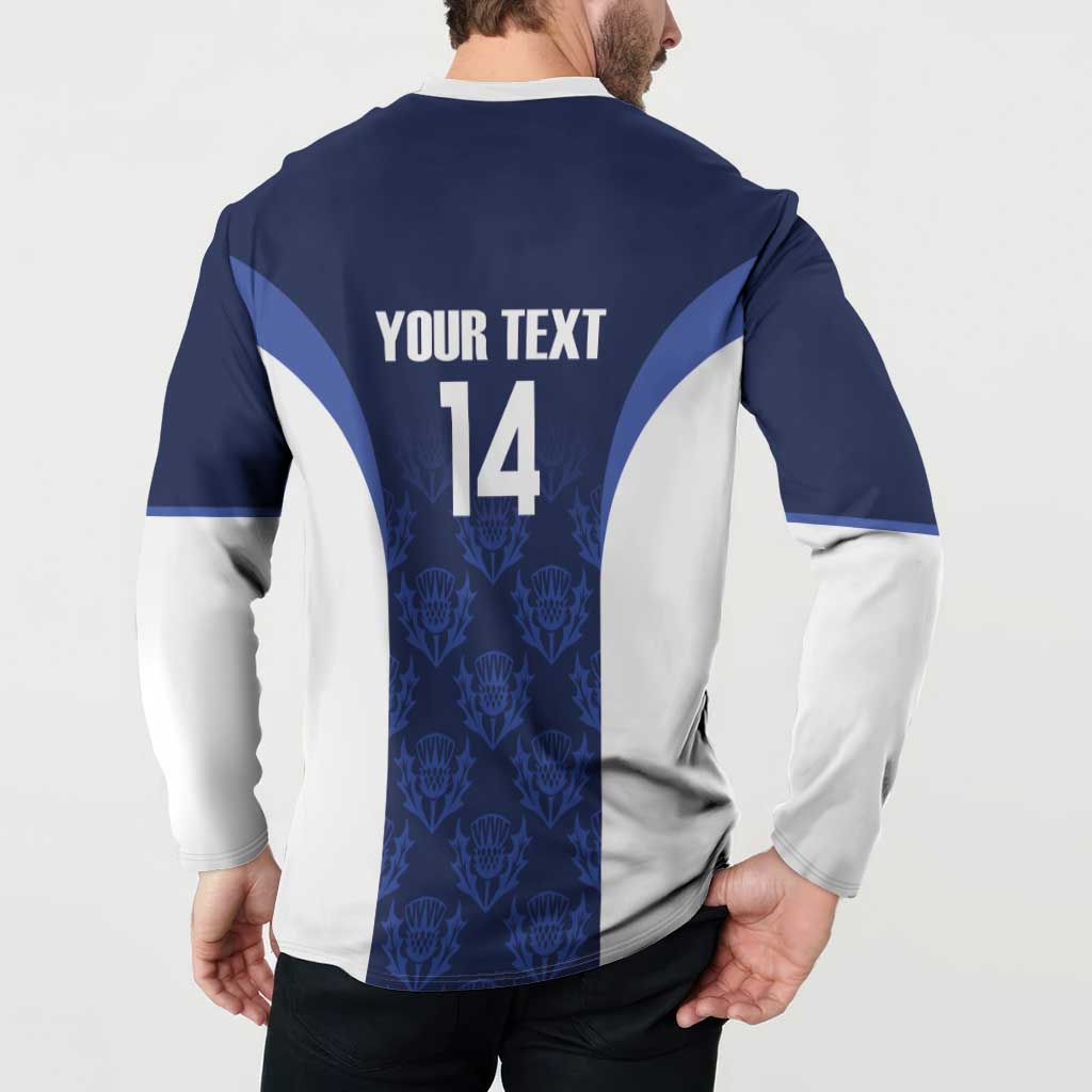 Custom Scotland Cricket Button Sweatshirt Go Scots Thistle Pattern - Wonder Print Shop