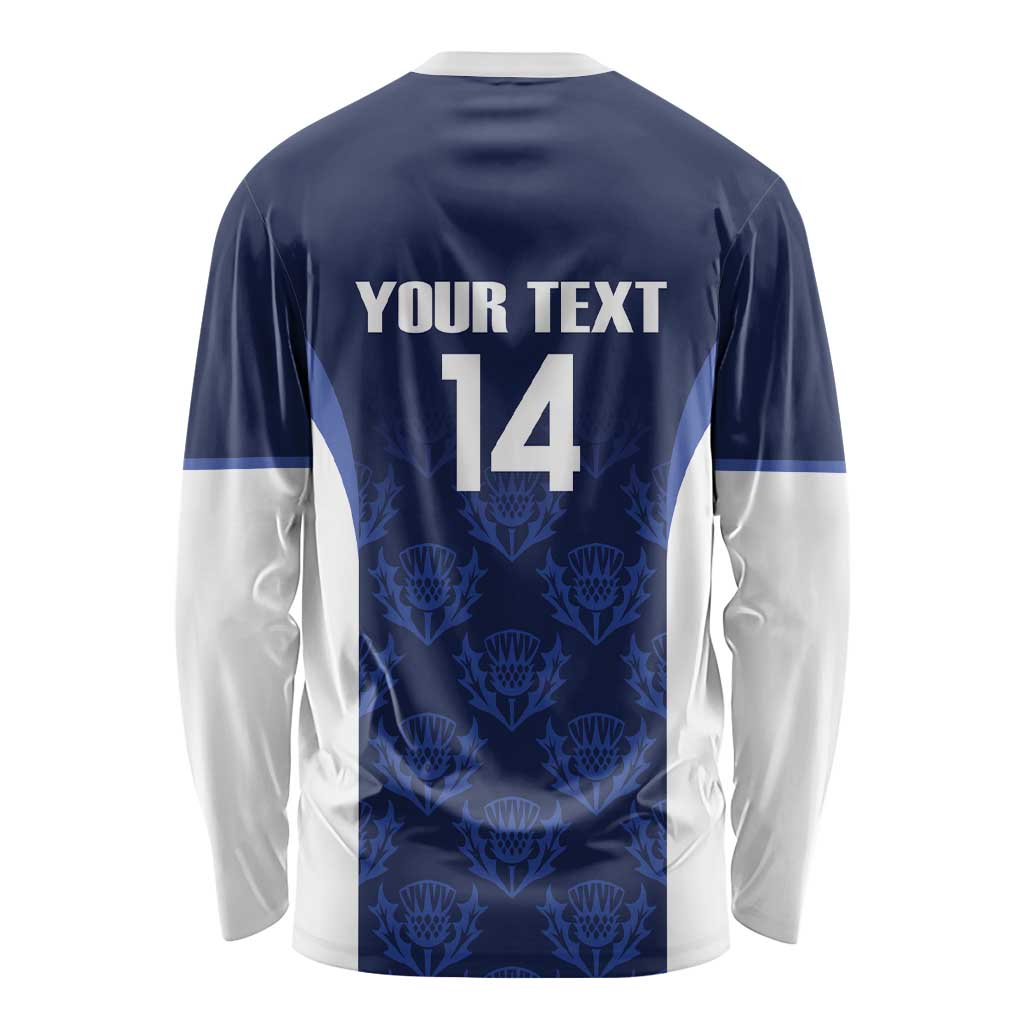 Custom Scotland Cricket Long Sleeve Shirt Go Scots Thistle Pattern - Wonder Print Shop
