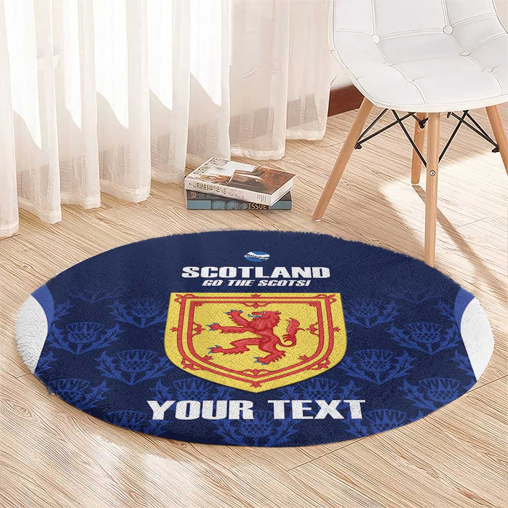 Custom Scotland Cricket Round Carpet Go Scots Thistle Pattern - Wonder Print Shop
