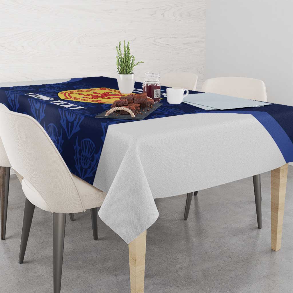 Custom Scotland Cricket Tablecloth Go Scots Thistle Pattern - Wonder Print Shop