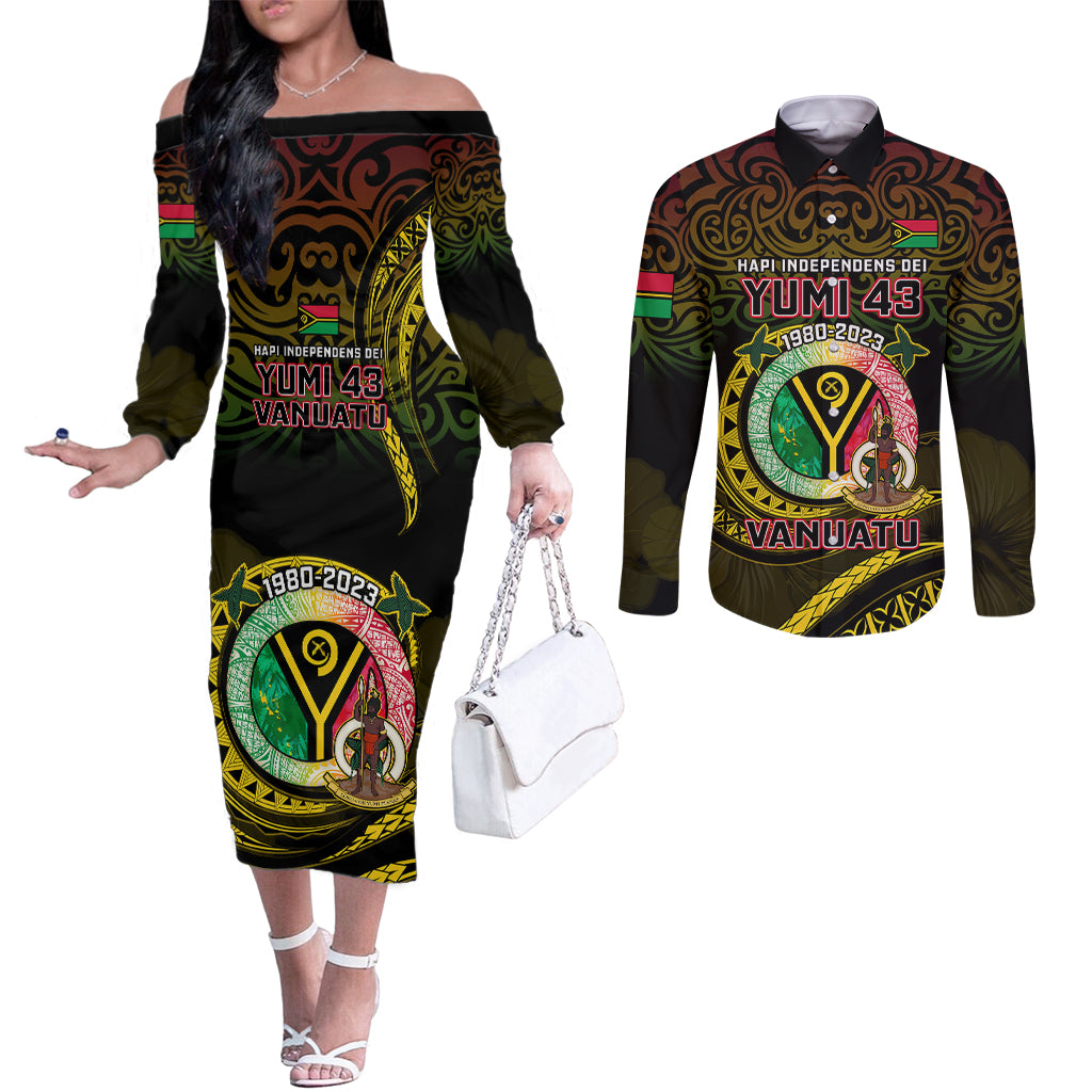 personalised-vanuatu-couples-matching-off-the-shoulder-long-sleeve-dress-and-long-sleeve-button-shirts-yumi-43-hapi-independens-dei-black-version