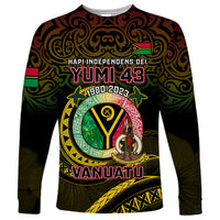 Black long-sleeve shirt with 'HAPI INDEPENDENS DEI' and 'YUMI 43' front print