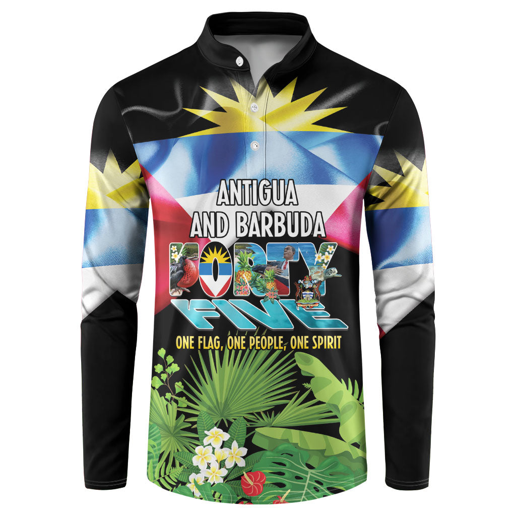Antigua and Barbuda Independence Day Button Sweatshirt 44th Anniversary One Flag One People One Spirit - Wonder Print Shop