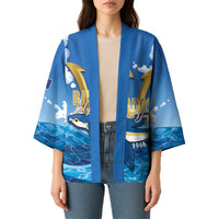 Barbados Independence Day Kimono Gold Trident and Flying Fish - Wonder Print Shop