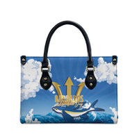 Barbados Independence Day Leather Bag Gold Trident and Flying Fish - Wonder Print Shop