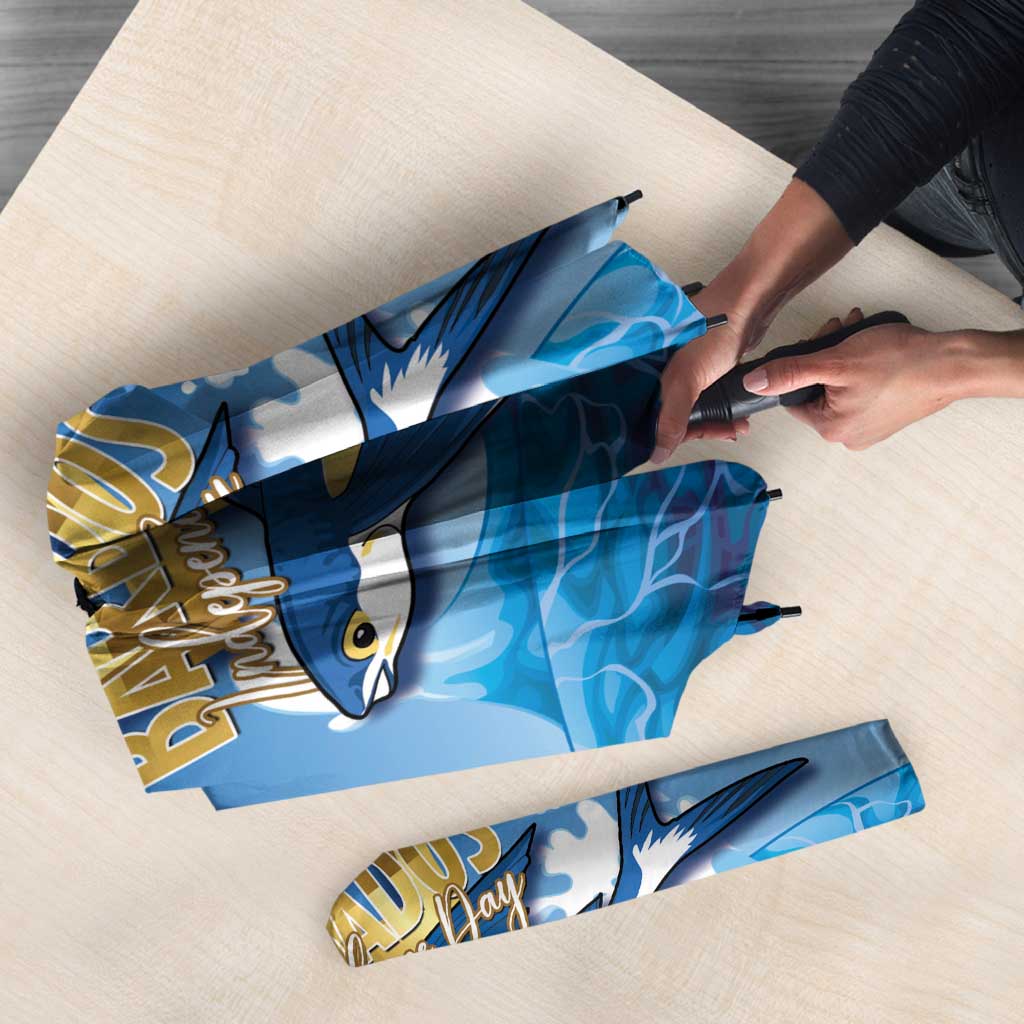 Barbados Independence Day Umbrella Gold Trident and Flying Fish - Wonder Print Shop
