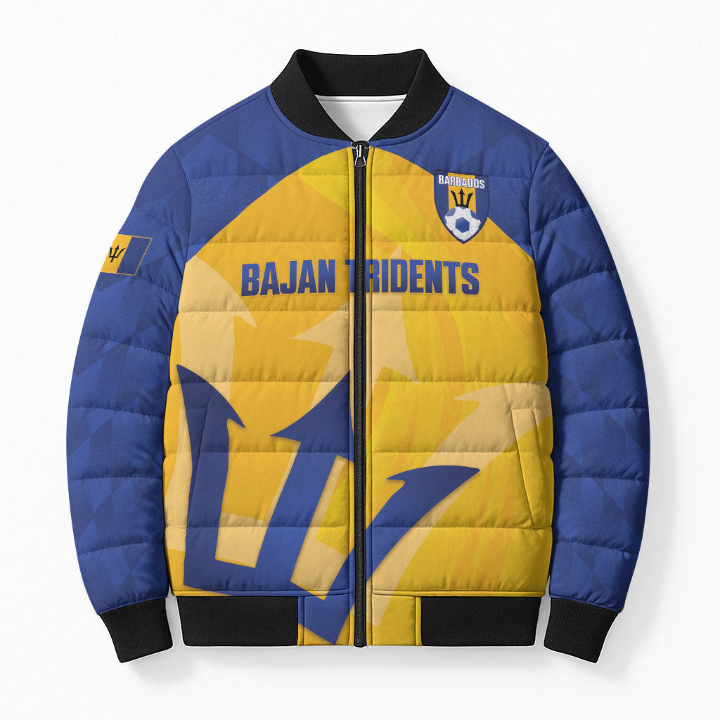 Barbados Football 2026 Custom Bomber Puffer Jacket Go Bajan Tridents