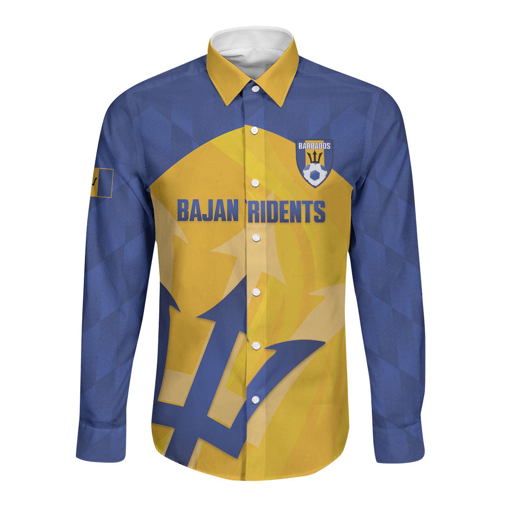 Barbados Football 2026 Custom Long Sleeve Button Shirt Go Bajan Tridents