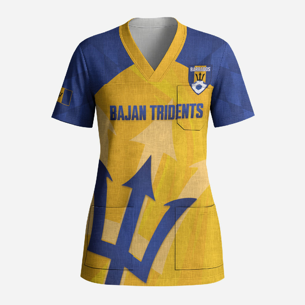 Barbados Football 2026 Custom Scrub Top Go Bajan Tridents