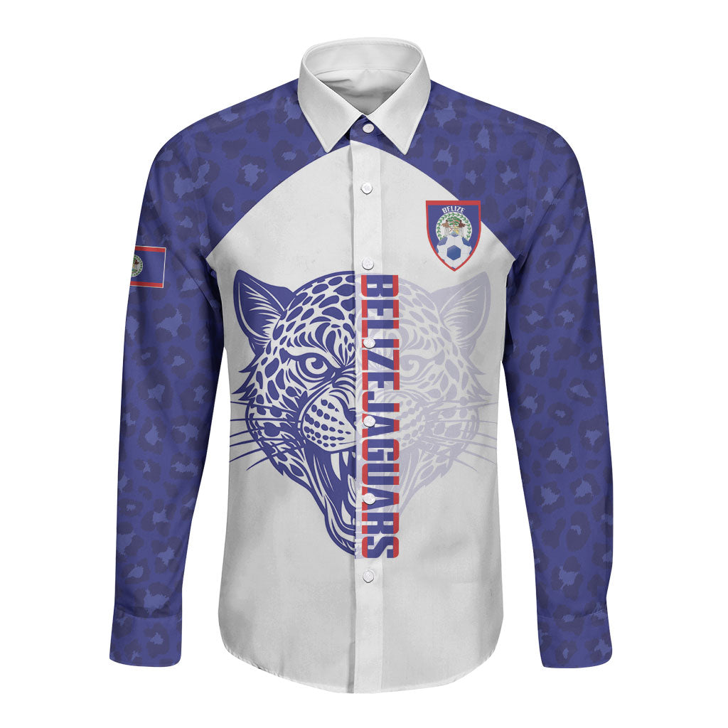 Belize Football 2026 Custom Long Sleeve Button Shirt Go Jaguars
