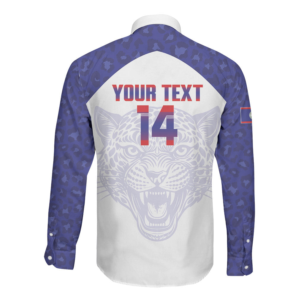 Belize Football 2026 Custom Long Sleeve Button Shirt Go Jaguars