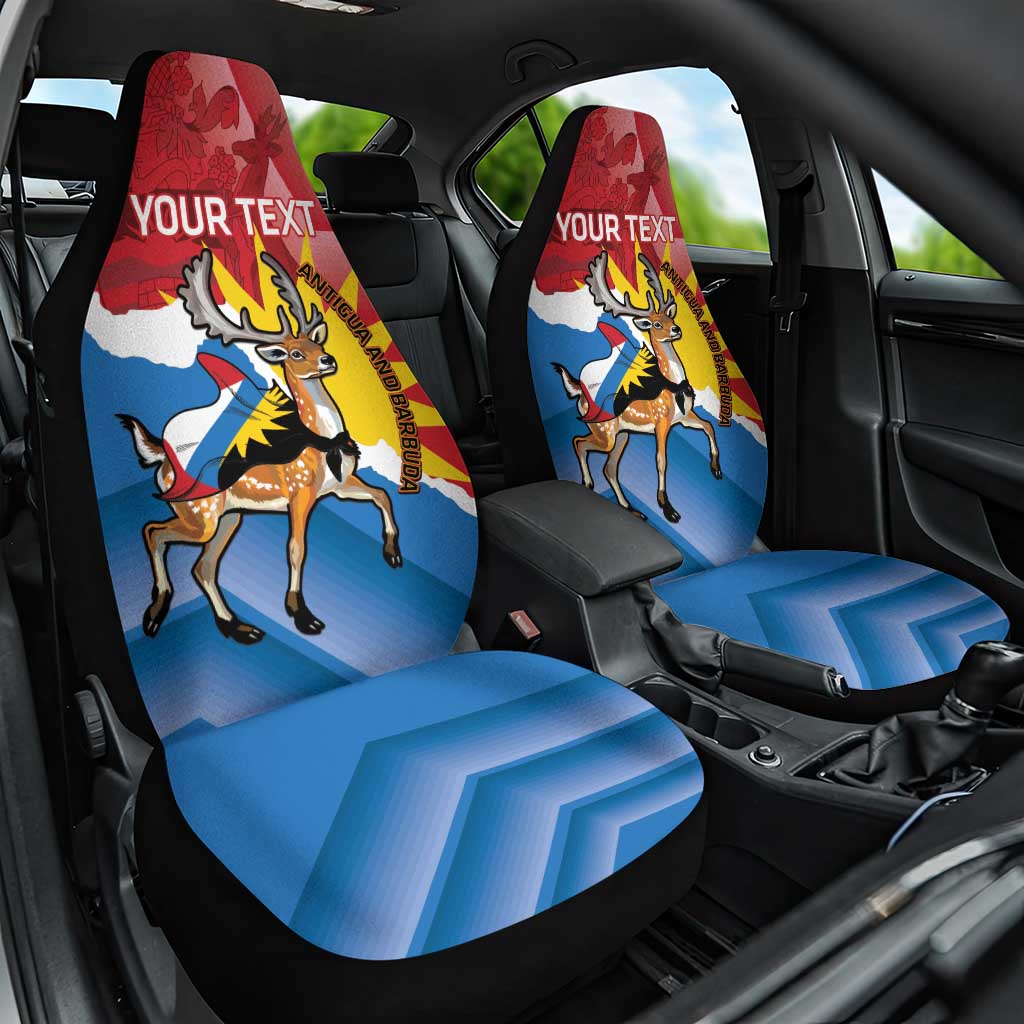 Personalised Antigua and Barbuda Independence Day Car Seat Cover Fallow Deer With Flag - Wonder Print Shop