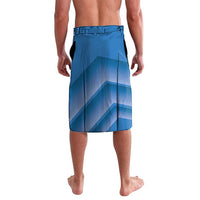 Blue gradient printed lavalava with elastic waistband and drawstring, back view