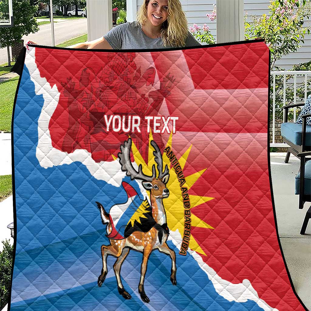 Personalised Antigua and Barbuda Independence Day Quilt Fallow Deer With Flag - Wonder Print Shop