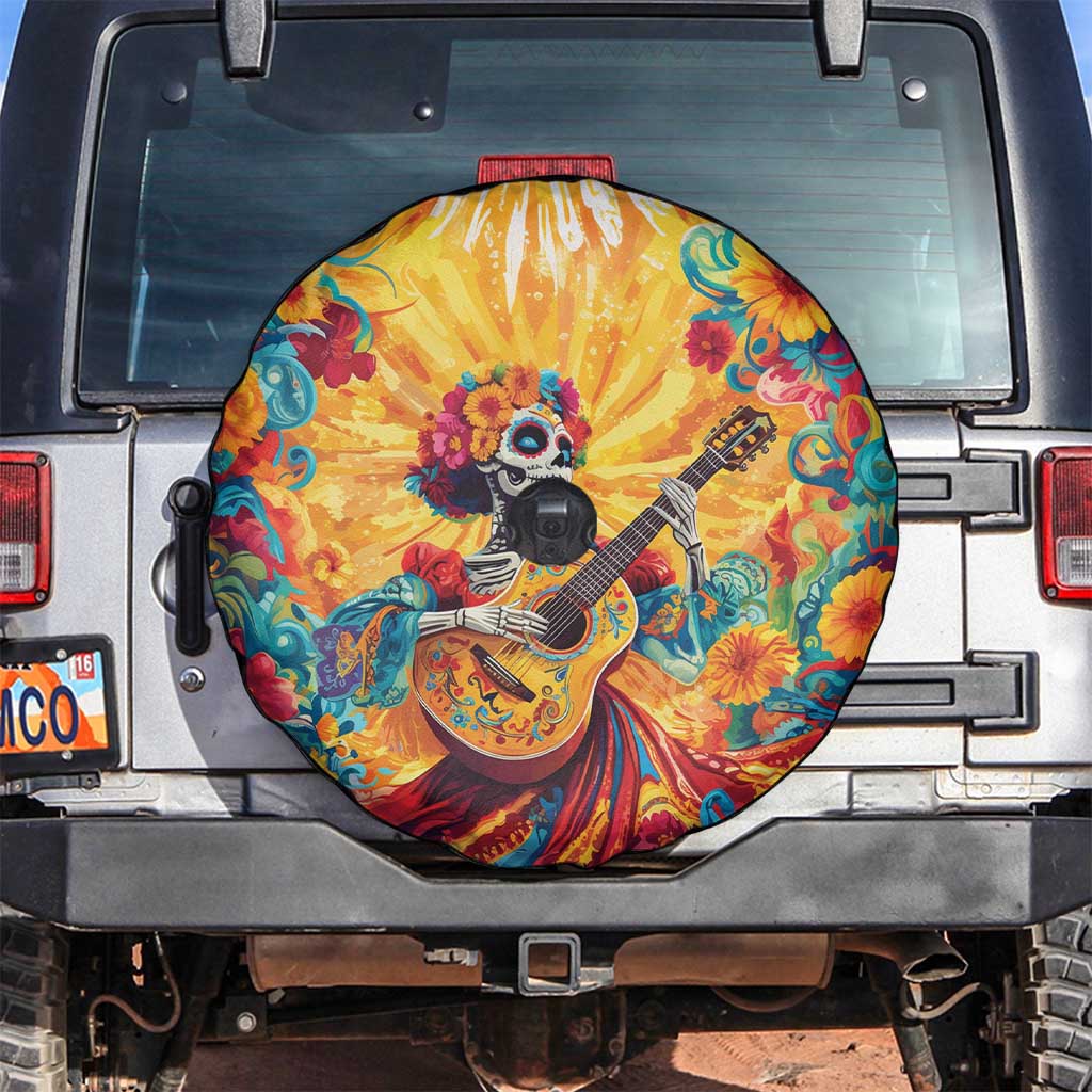 Mexico Day Of The Dead Spare Tire Cover Sugar Skull Girl With Guitar Colorful Vibes