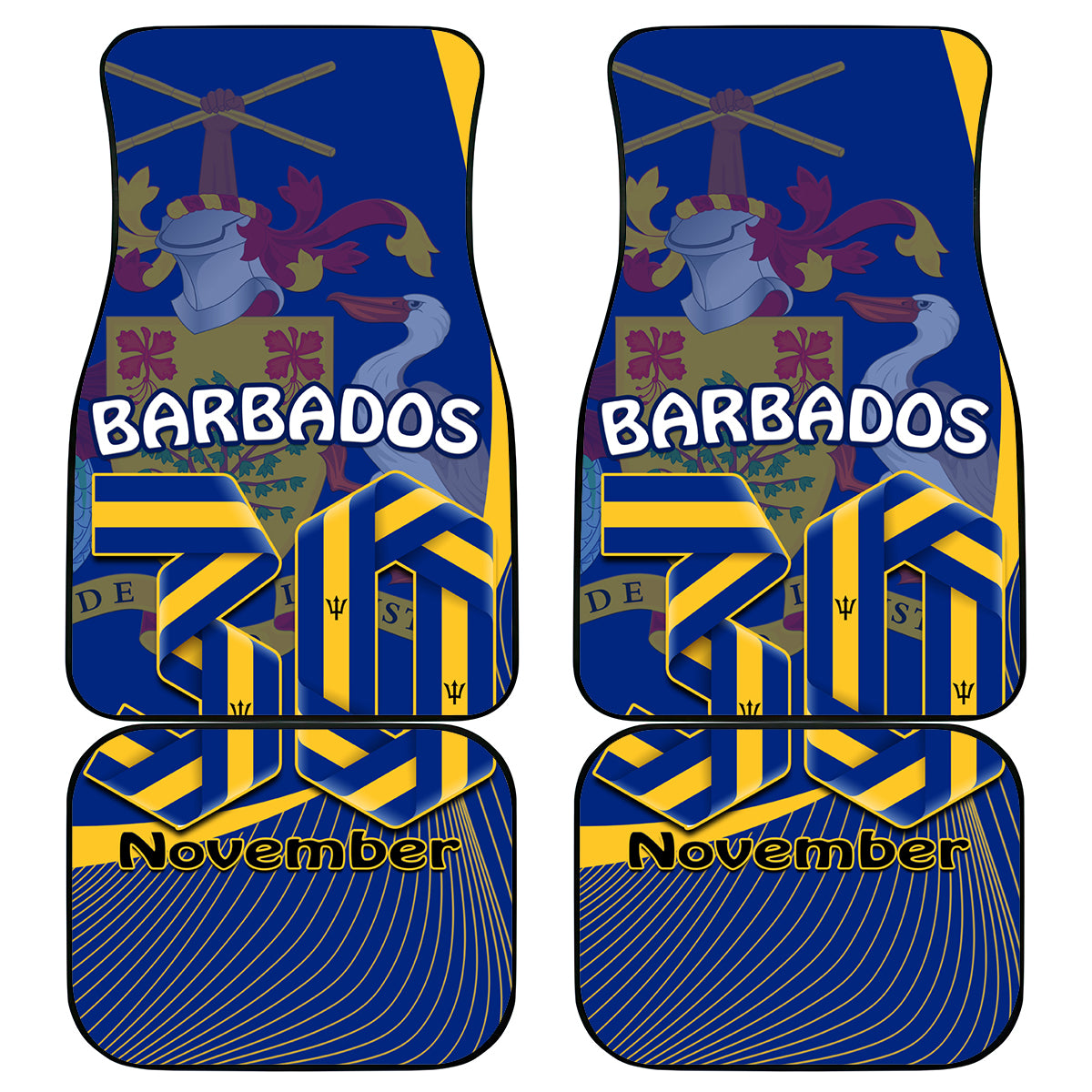 Barbados Independence Day Car Mats 30 November Happy Anniversary Barbadian - Wonder Print Shop