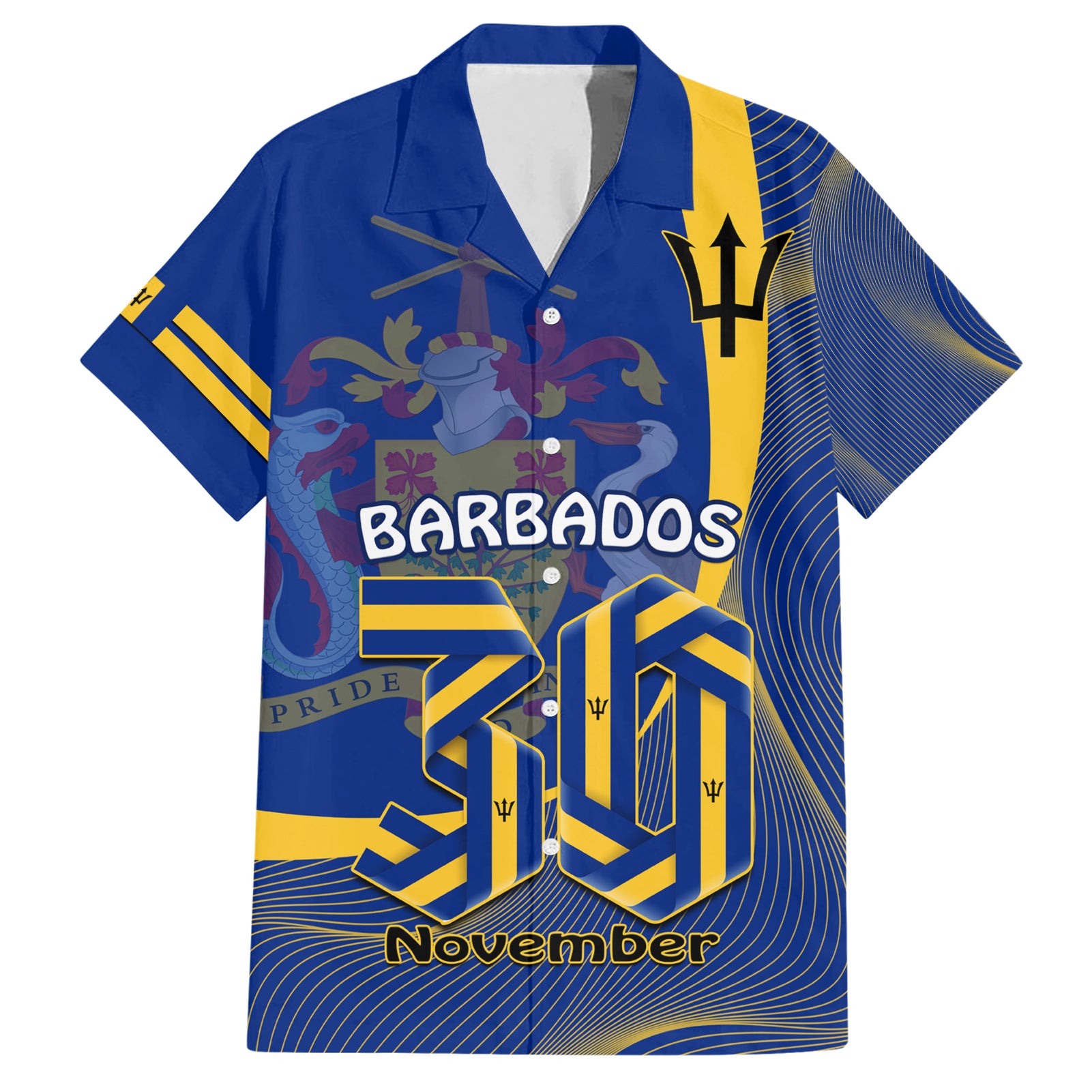 Personalised Barbados Independence Day Hawaiian Shirt 30 November Happy Anniversary Barbadian - Wonder Print Shop