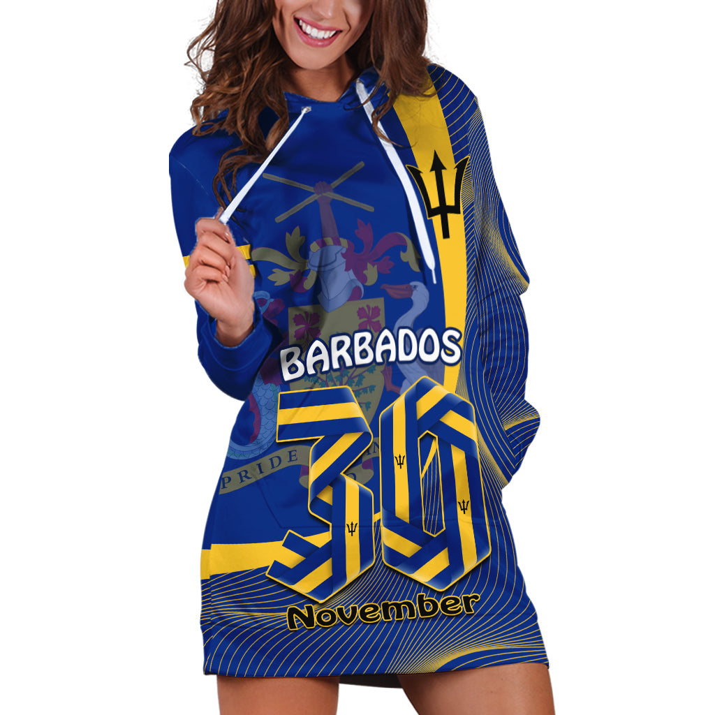 Personalised Barbados Independence Day Hoodie Dress 30 November Happy Anniversary Barbadian - Wonder Print Shop